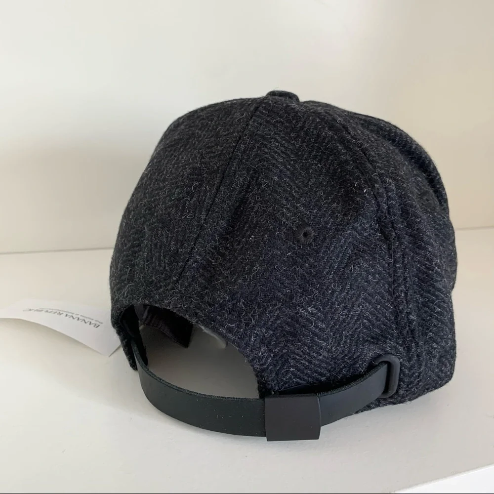 B wool leather Herringbone cap hat